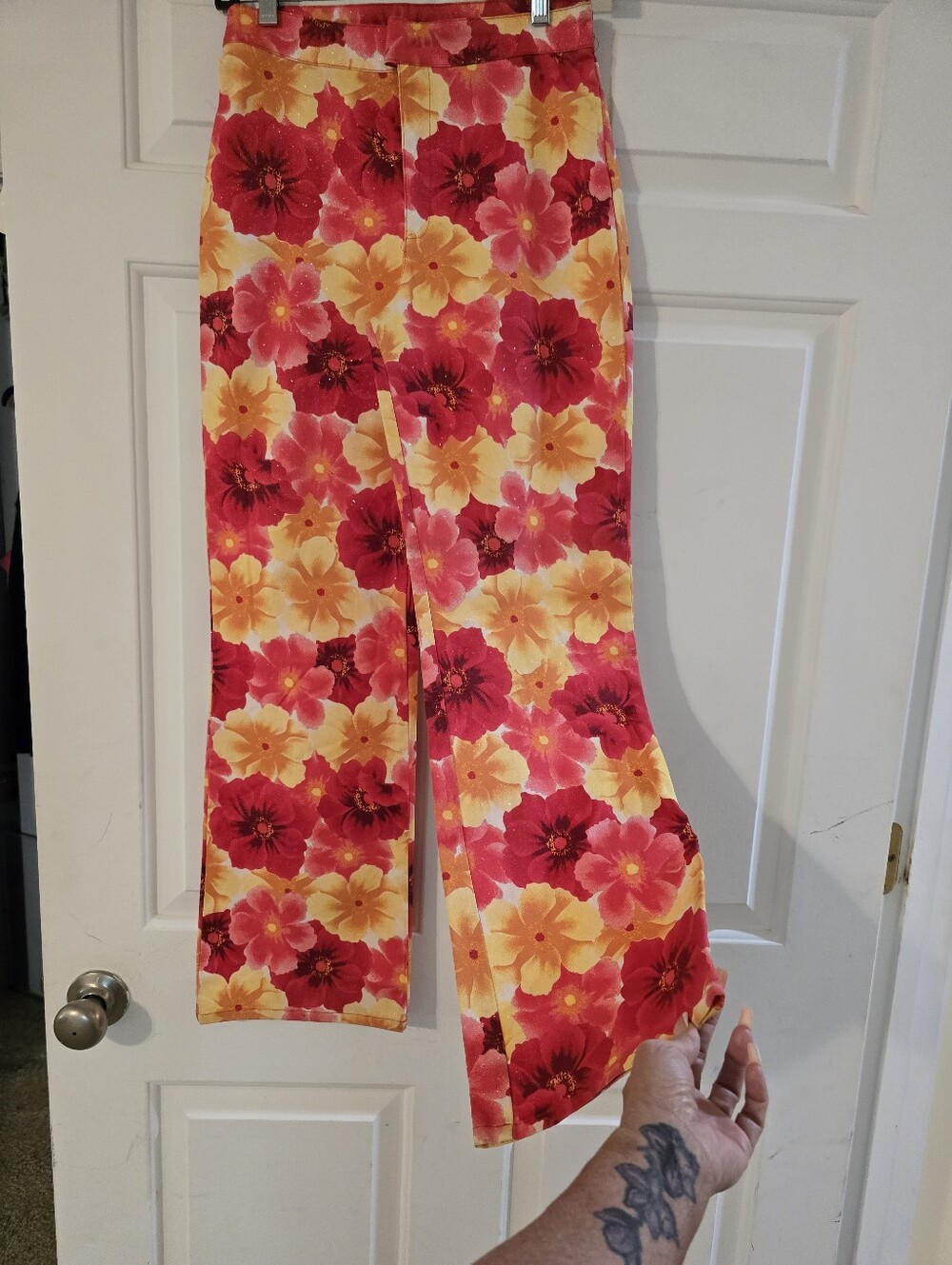 Xhilaration Floral Wide-Leg Pants in Pink and Yellow